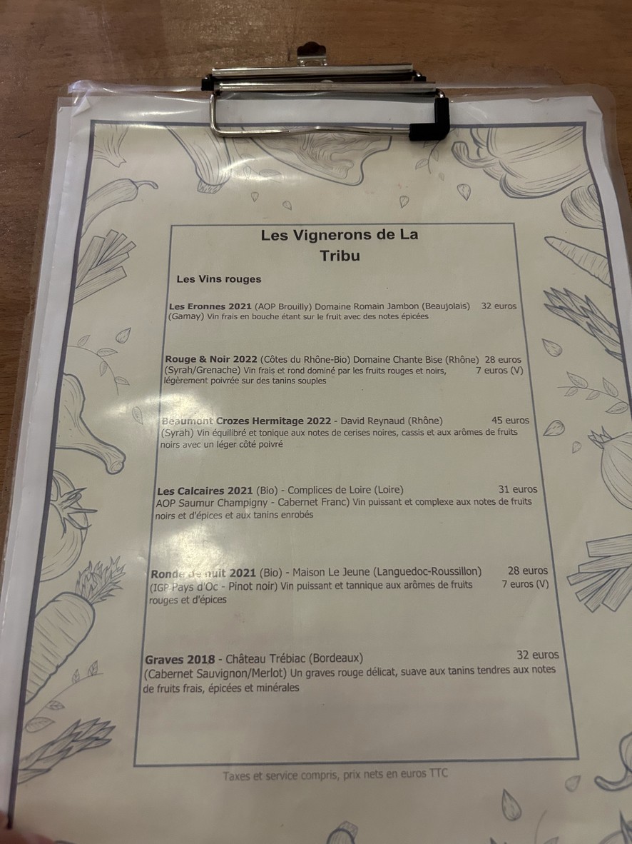 La Tribu menu 3