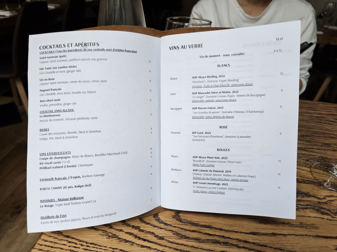 Bien Élevé menu 1