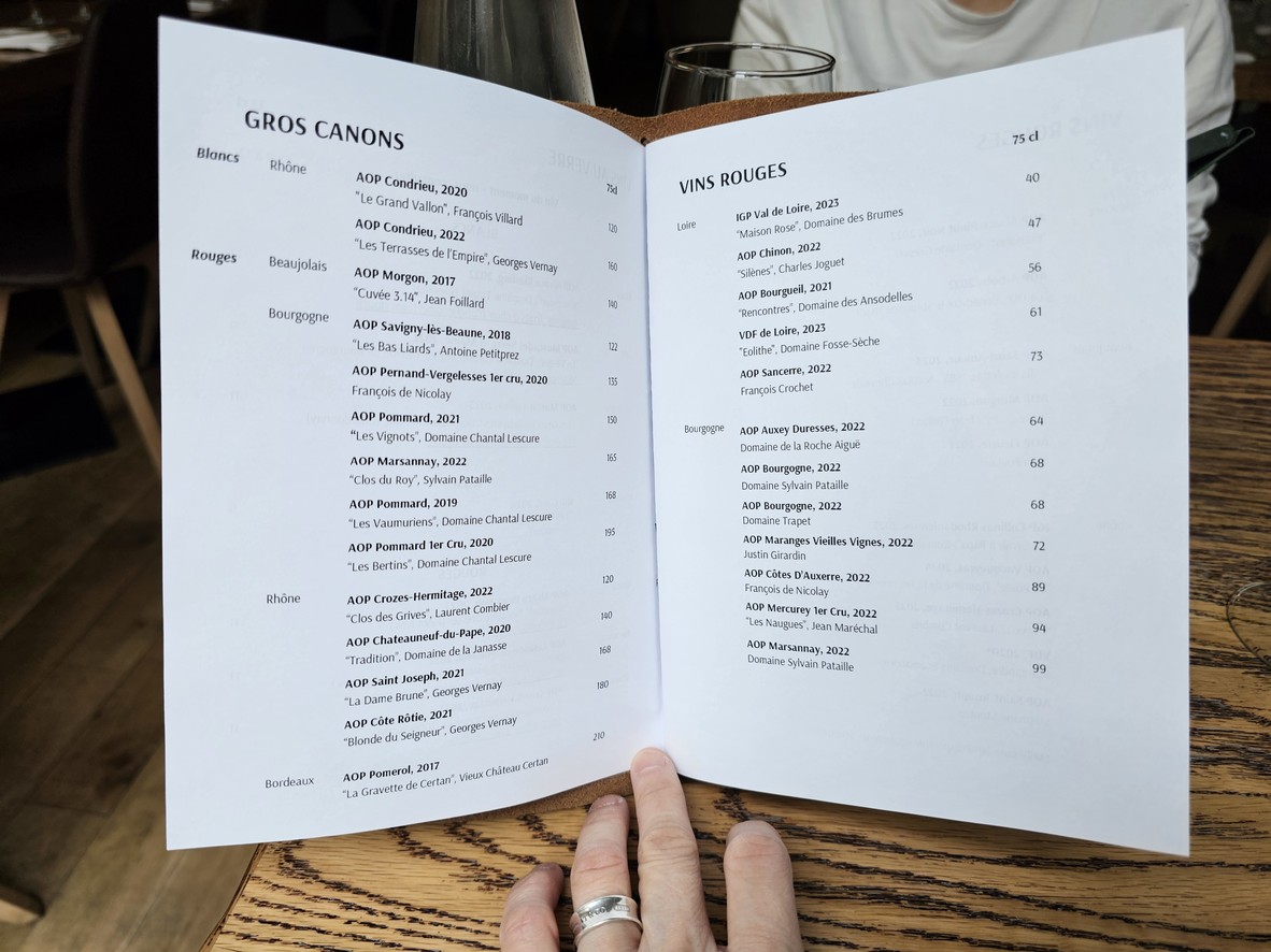 Bien Élevé menu 2
