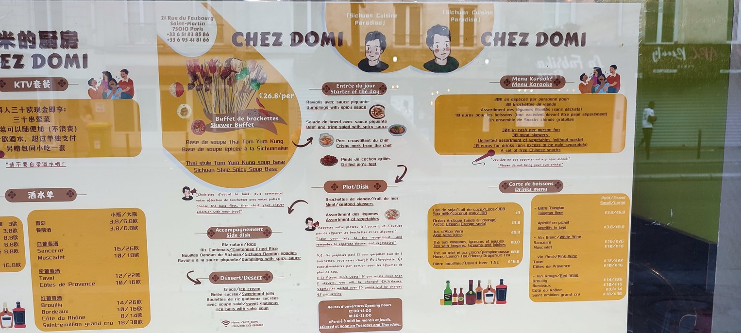 Chez Domi menu 1