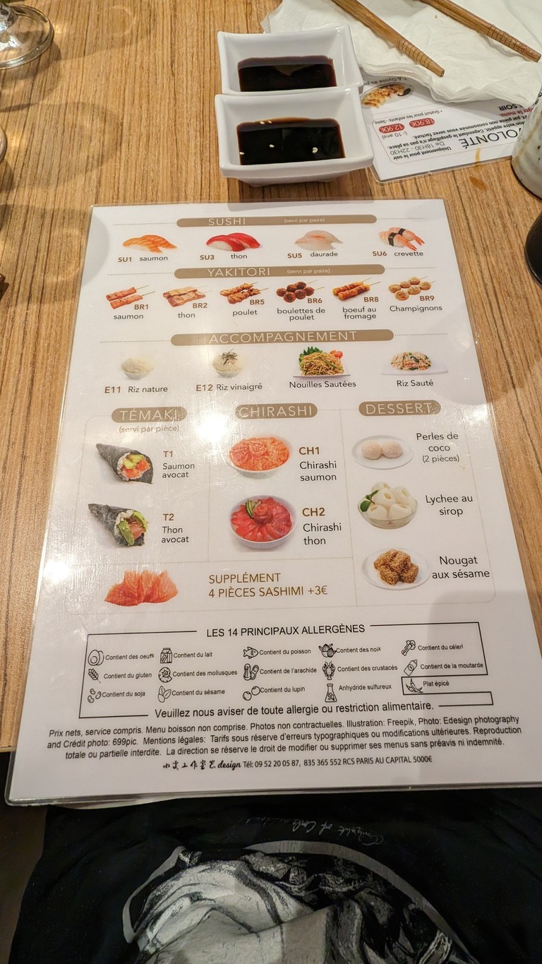Yookoso Sushi menu 2