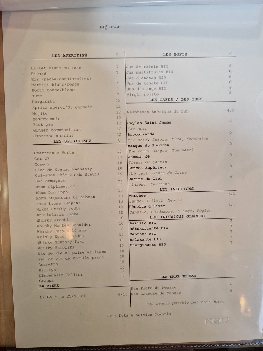 Mensae menu 2