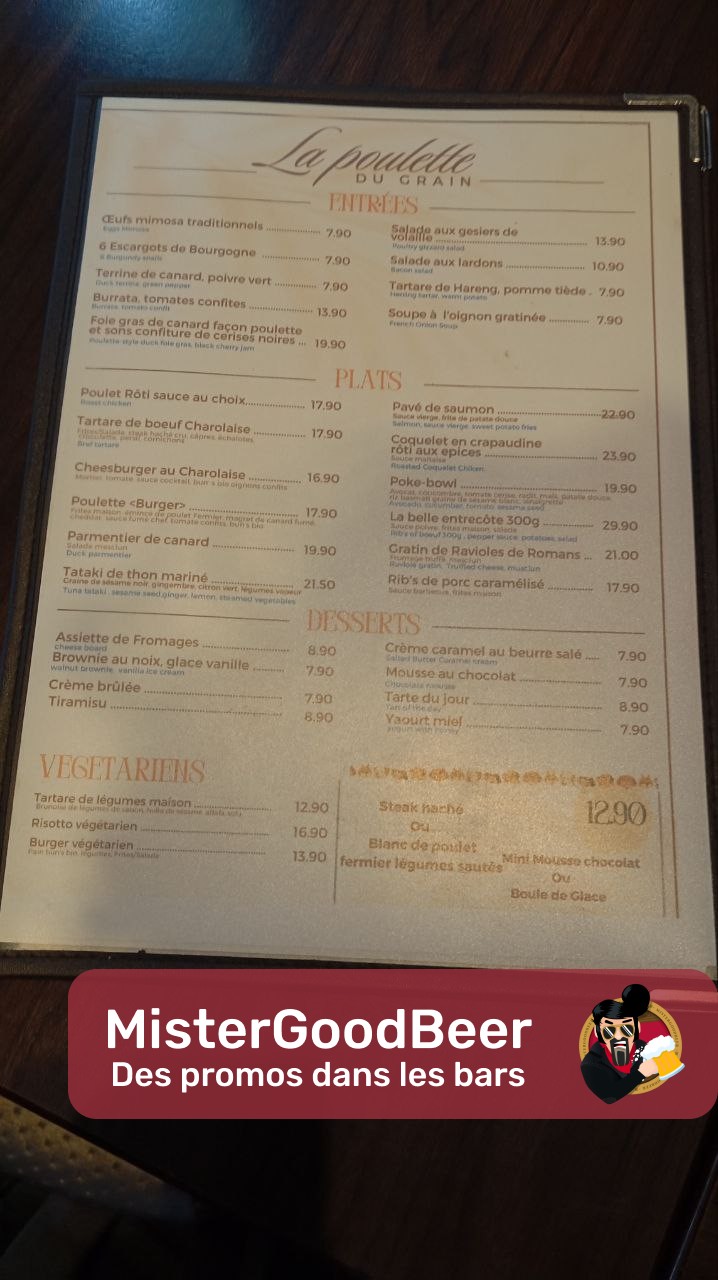 La Poulette de Grain menu 1