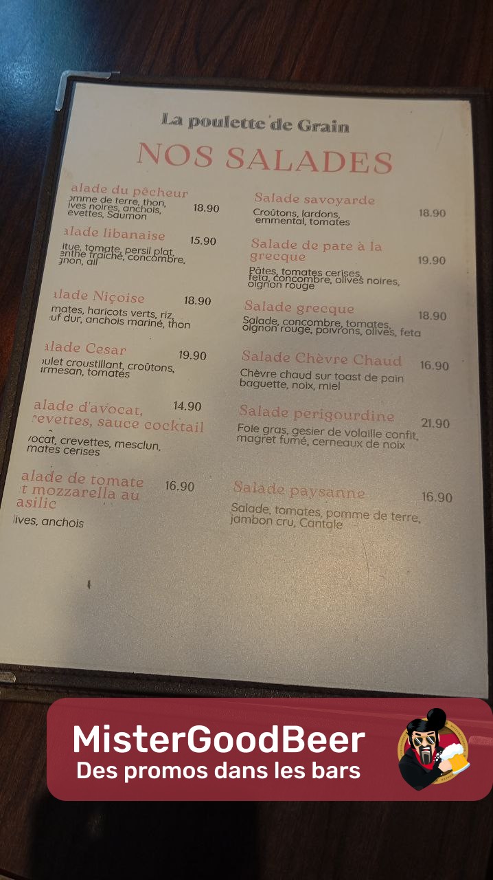 La Poulette de Grain menu 3