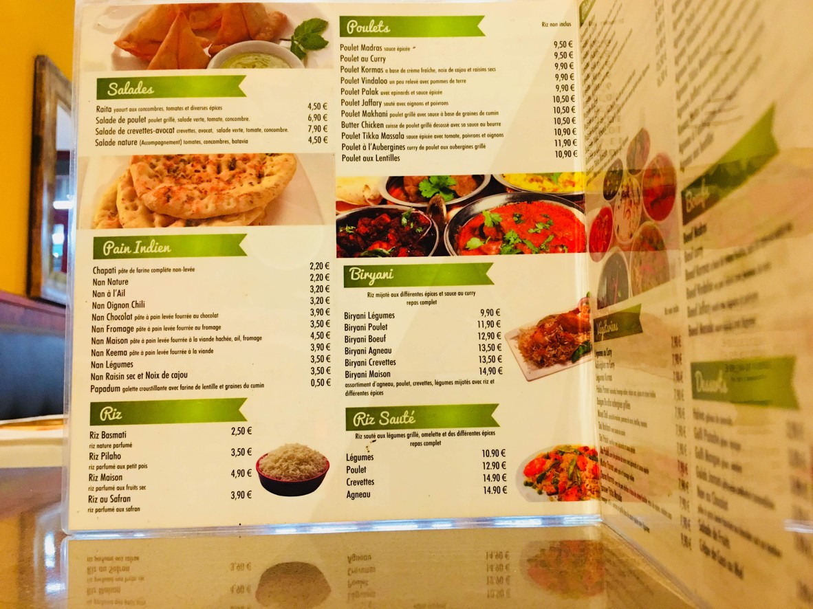 Le Petit Indien menu 2