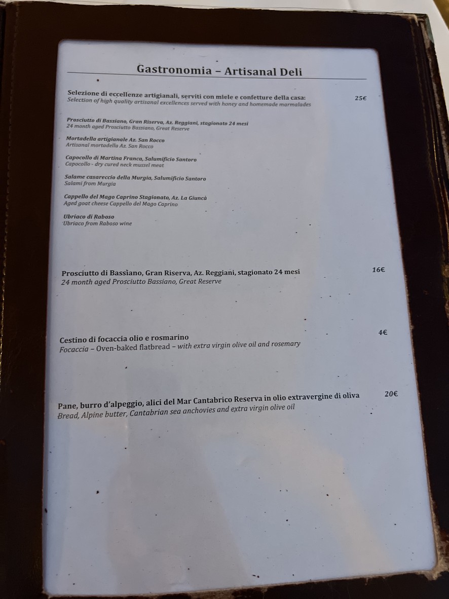 La Fata Ignorante menu 2