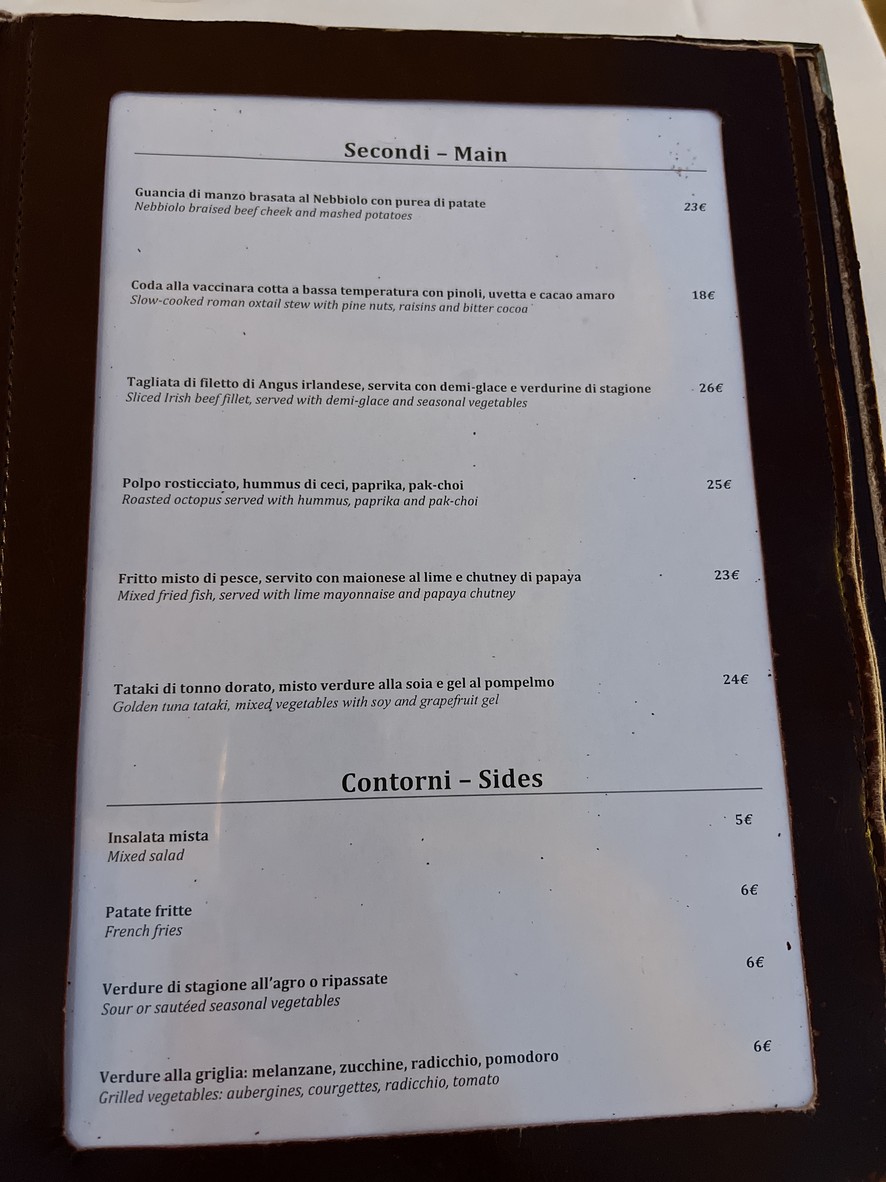 La Fata Ignorante menu 4