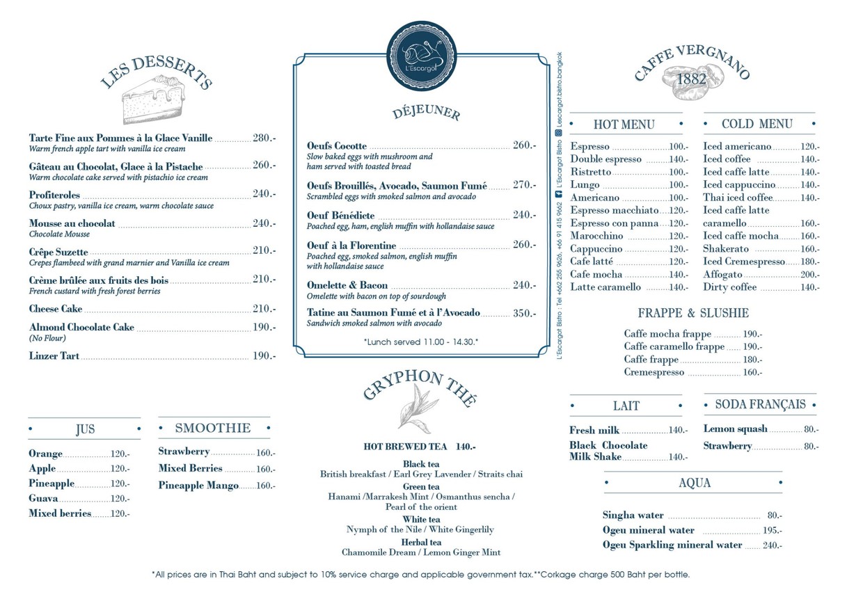 L'Escargot Bistro menu 2
