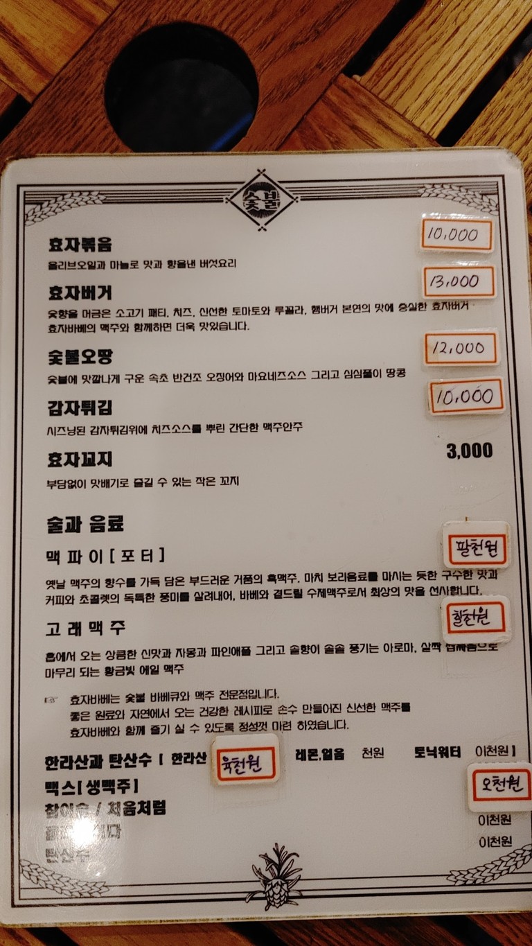 Hyojababe menu 1