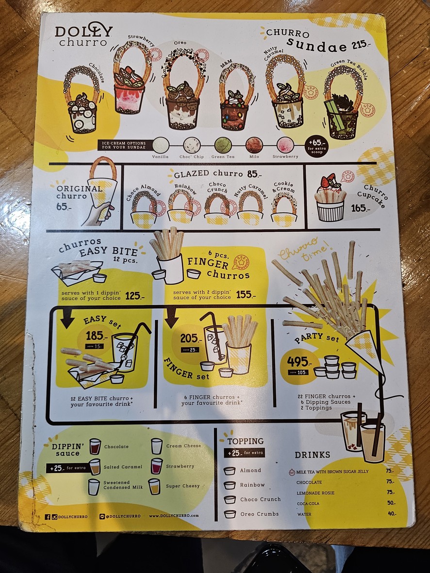 Dolly Churro menu 1