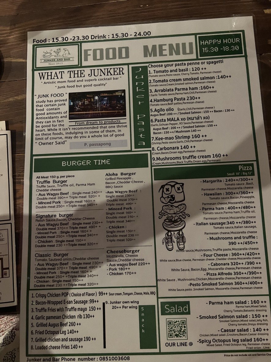 Junker And Bar menu 1