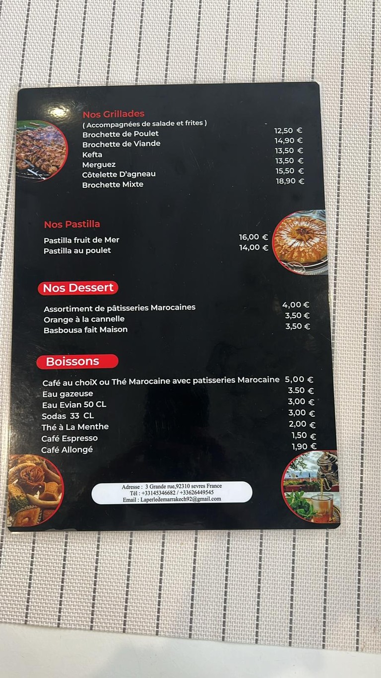 Les 3 Princes menu 2