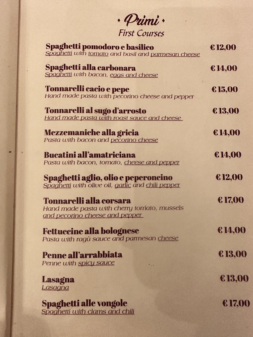 Fiaschetteria Beltramme menu 1