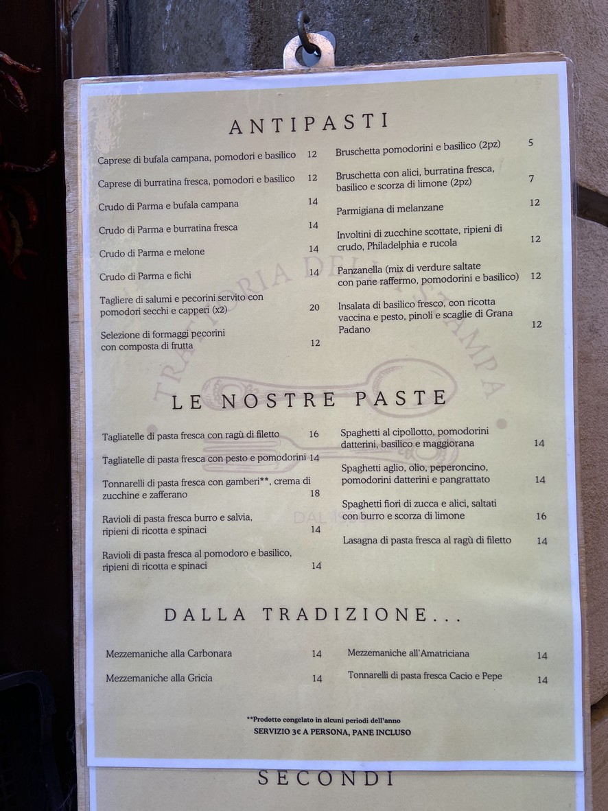 Trattoria Della Stampa menu 1