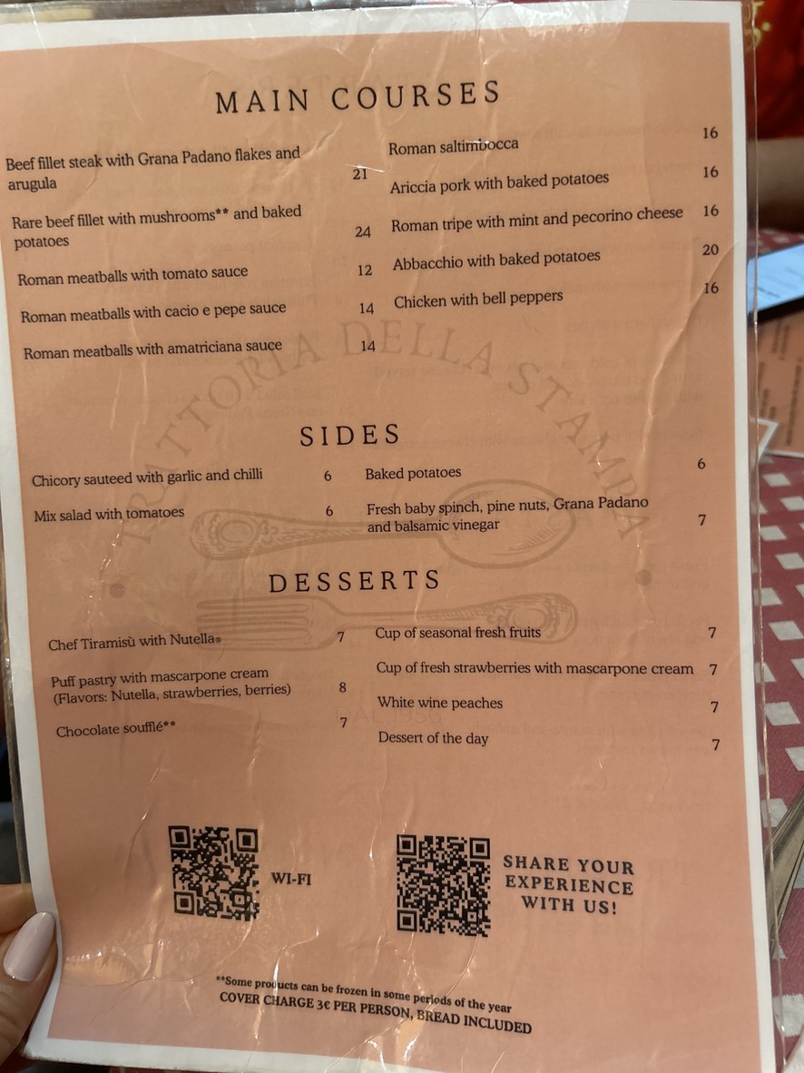 Trattoria Della Stampa menu 2