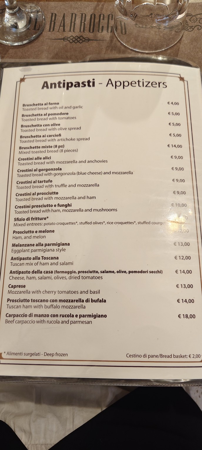 Il Barroccio Roma menu 1