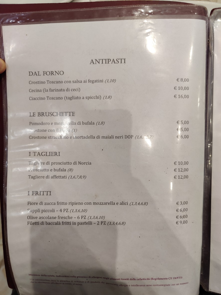 Ristorante La Mora Specialità Toscane & Pizzeria menu 1
