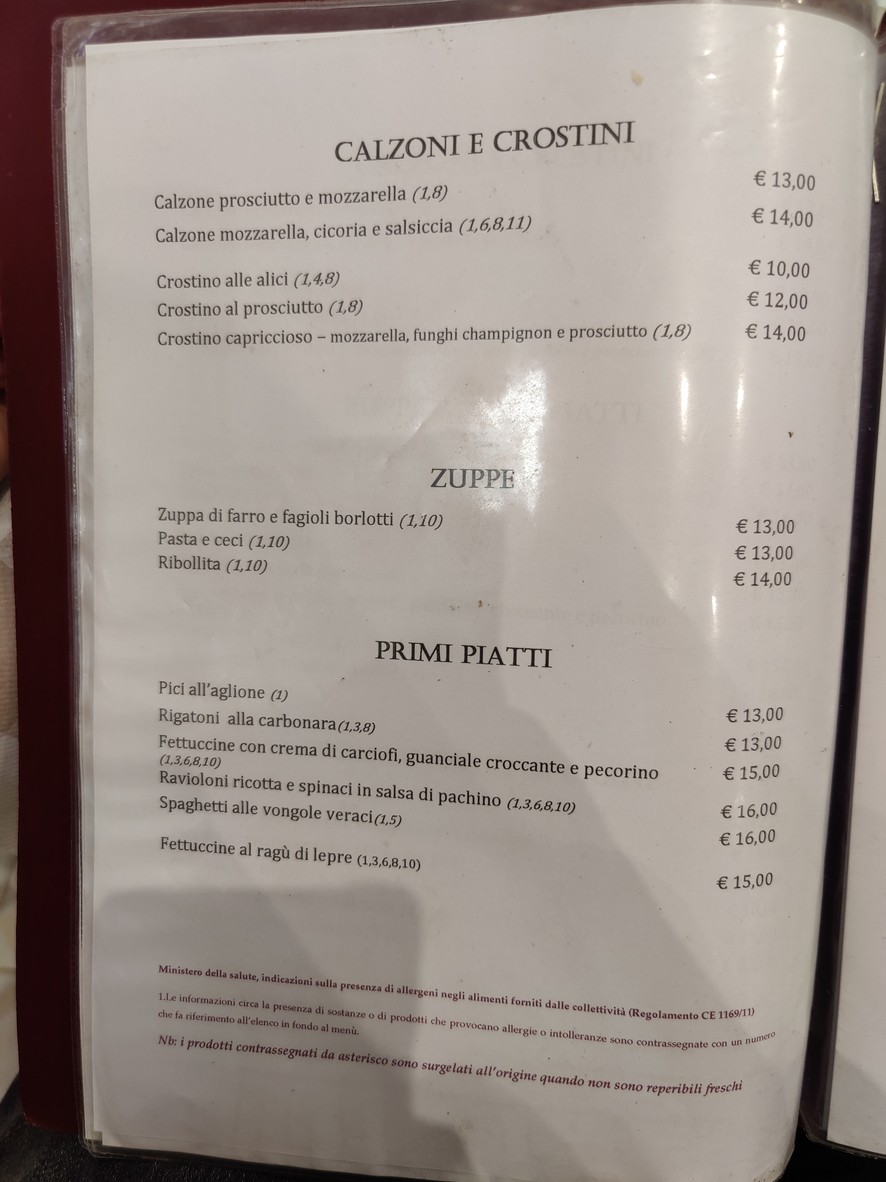 Ristorante La Mora Specialità Toscane & Pizzeria menu 2