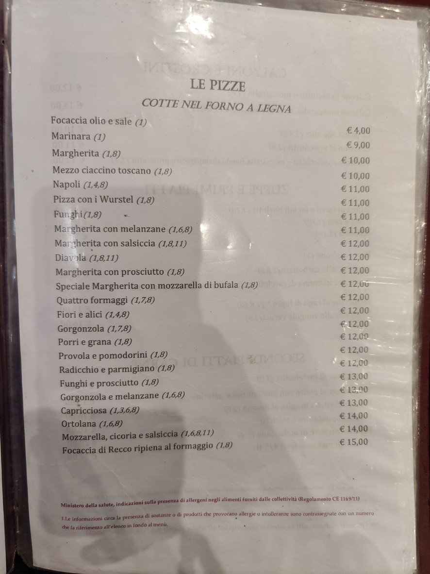 Ristorante La Mora Specialità Toscane & Pizzeria menu 3