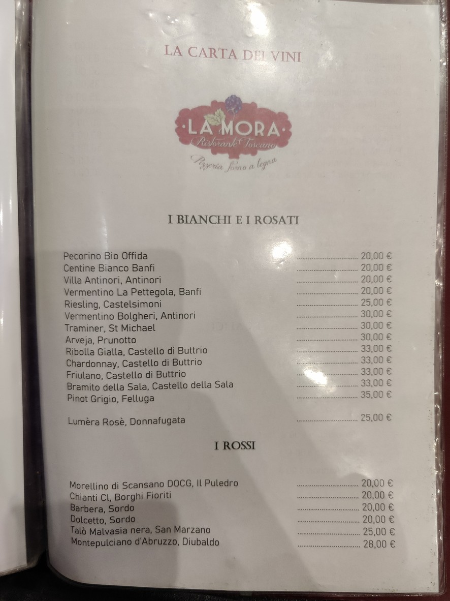 Ristorante La Mora Specialità Toscane & Pizzeria menu 7
