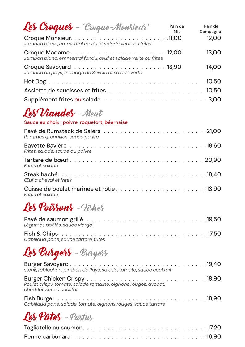 LES DEUX SAVOIE BRASSERIE menu 2