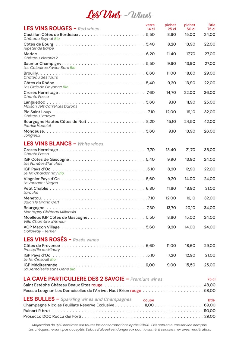 LES DEUX SAVOIE BRASSERIE menu 4