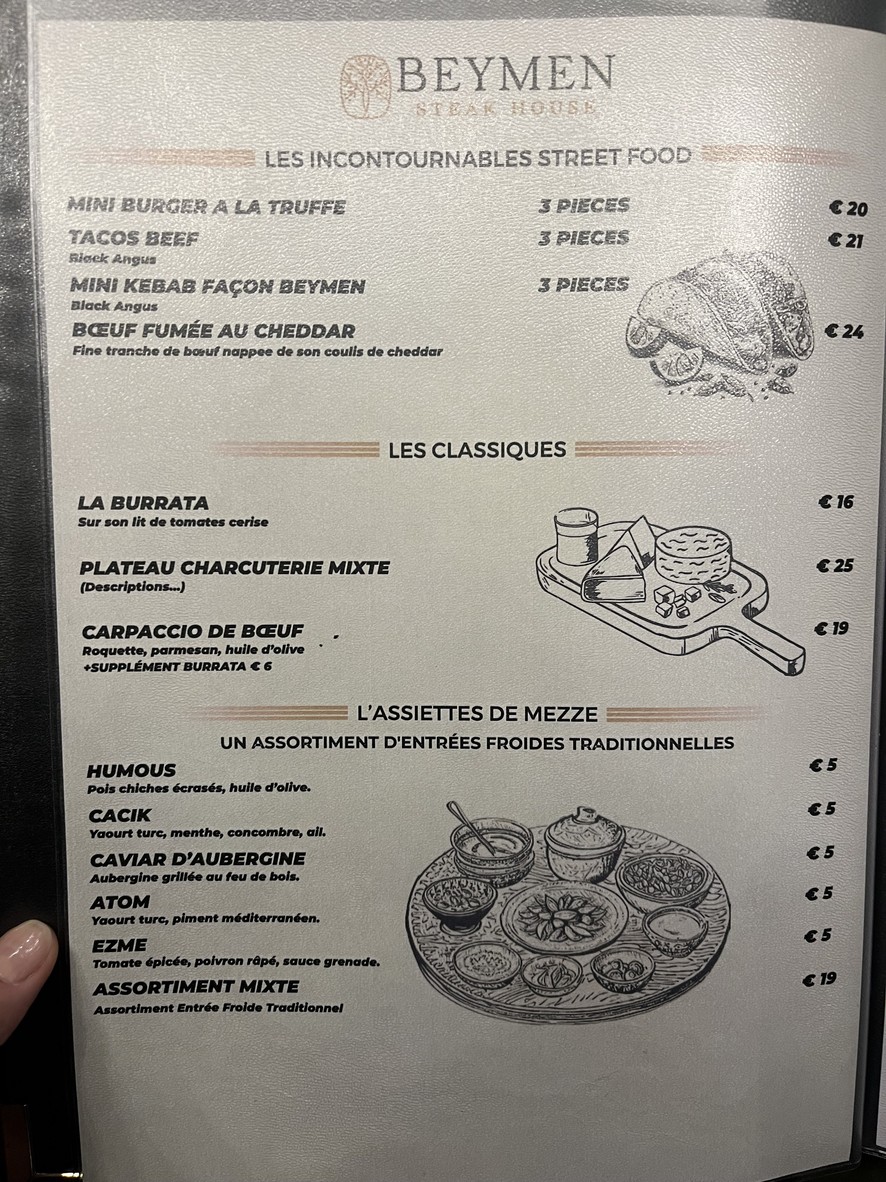 Beymen Steakhouse menu 1
