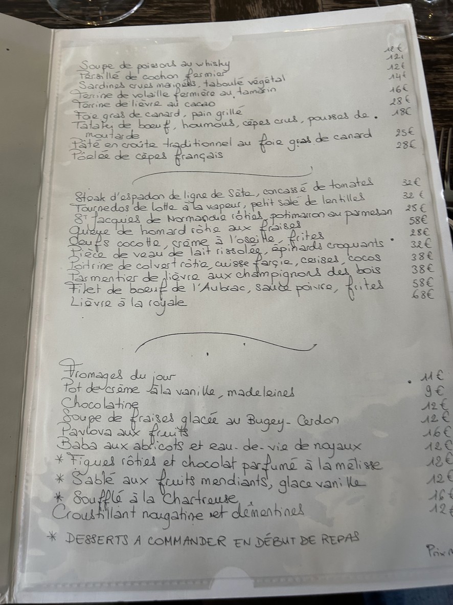 Le Repaire de Cartouche menu 1