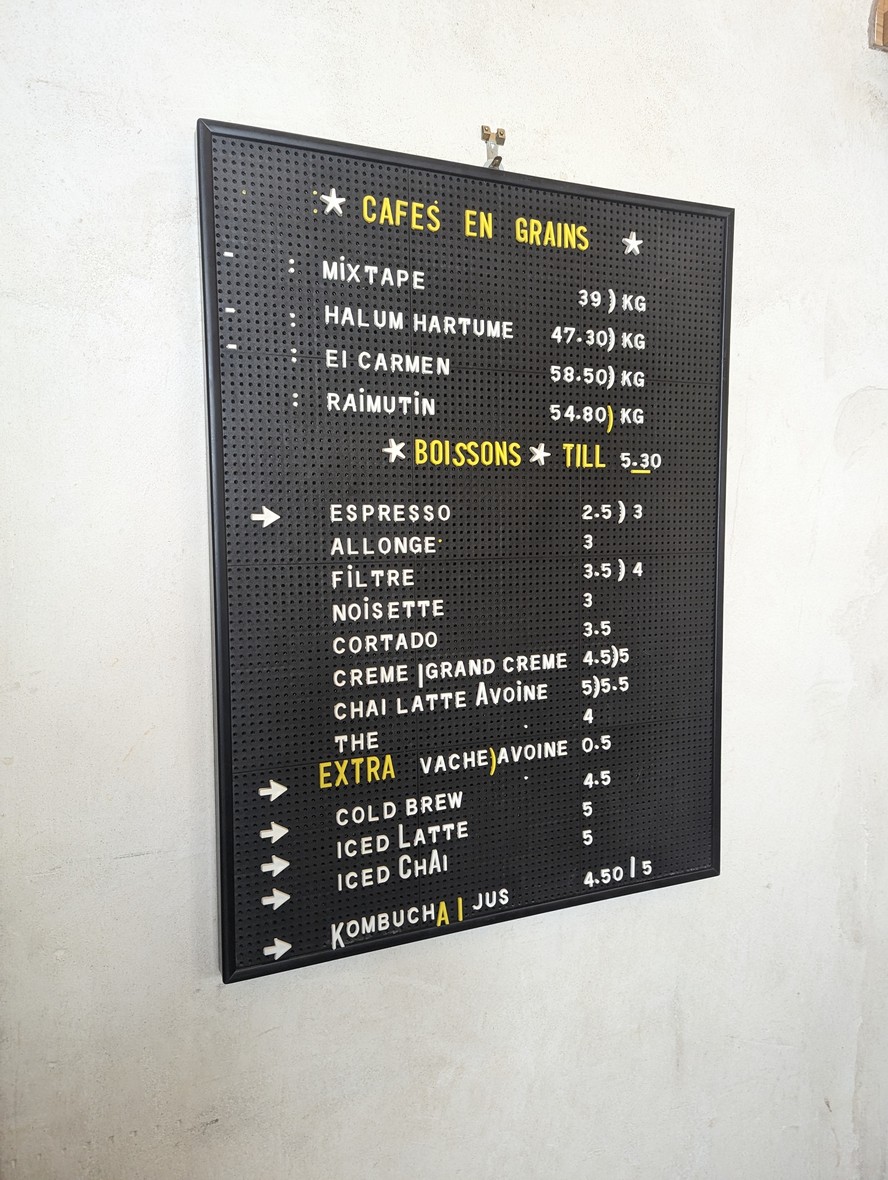 Ten Belles menu 1