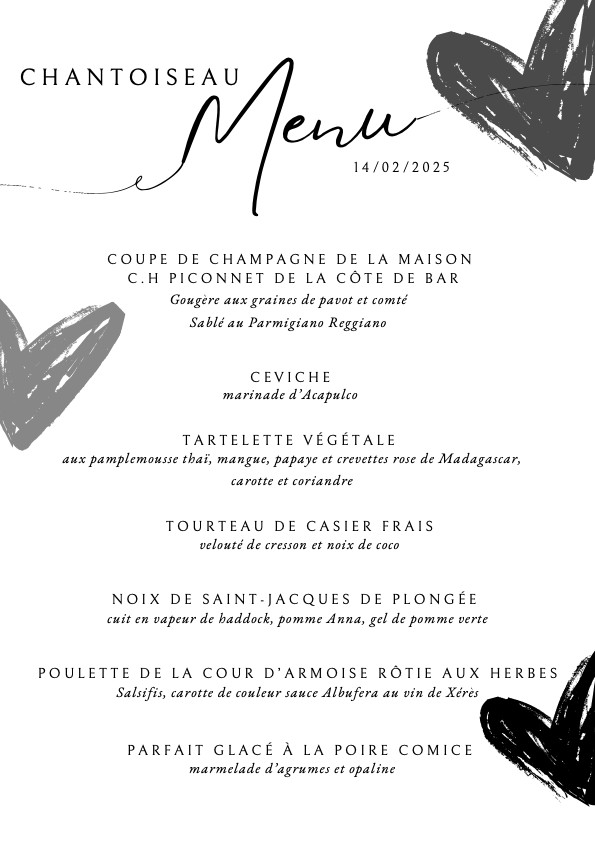 Chantoiseau menu 1