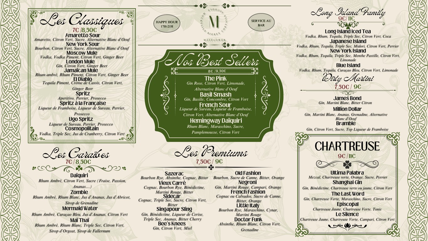 Le Mayflower menu 1