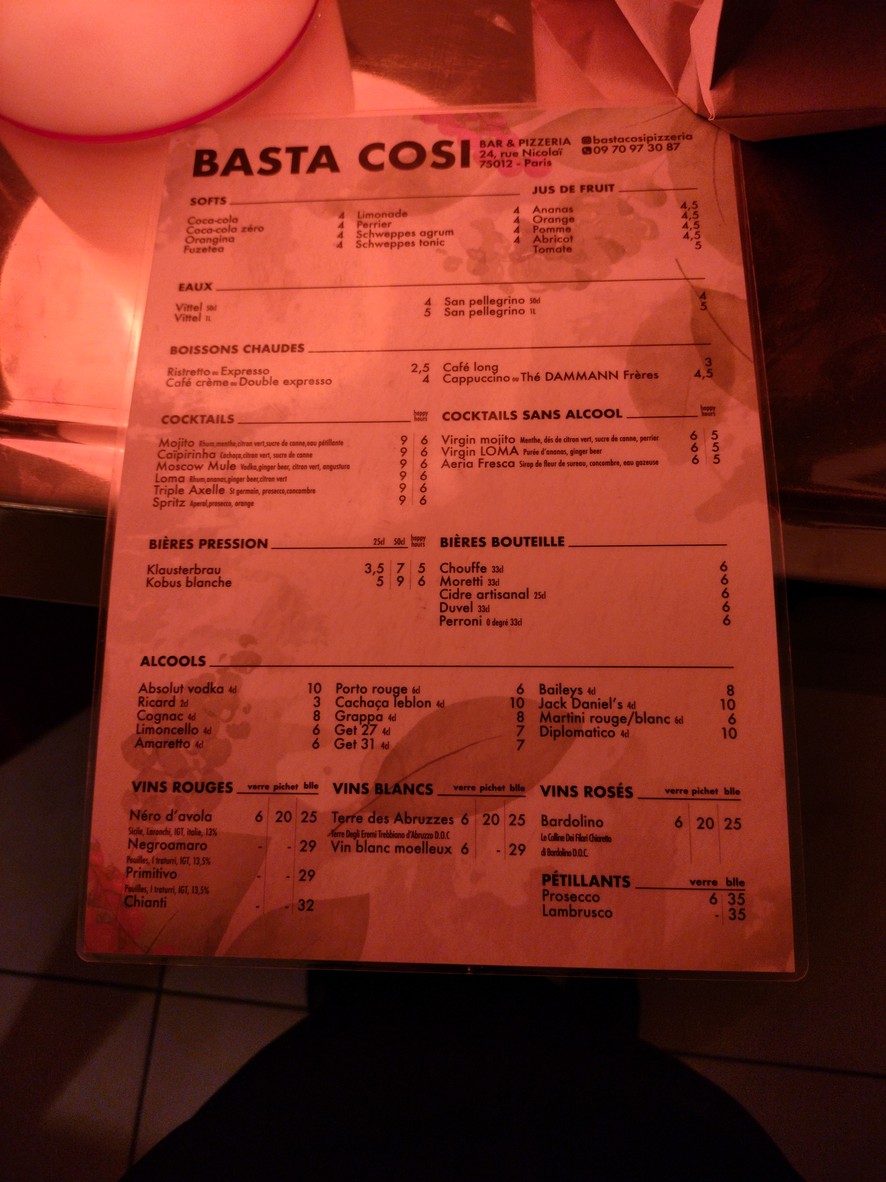 Basta Cosi menu 2