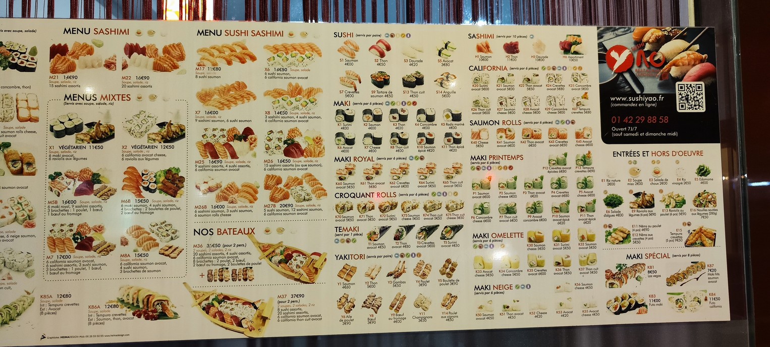 Sushi Yao menu 2
