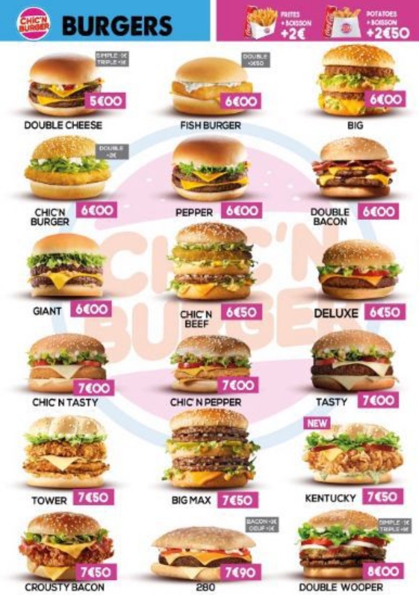 Chic'N Burger menu 2