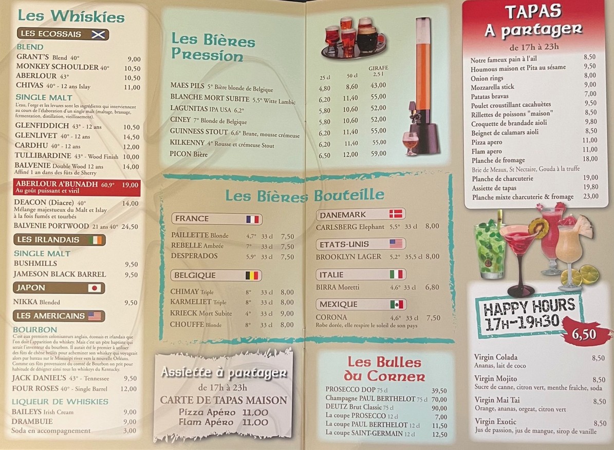Irish pub menu 3