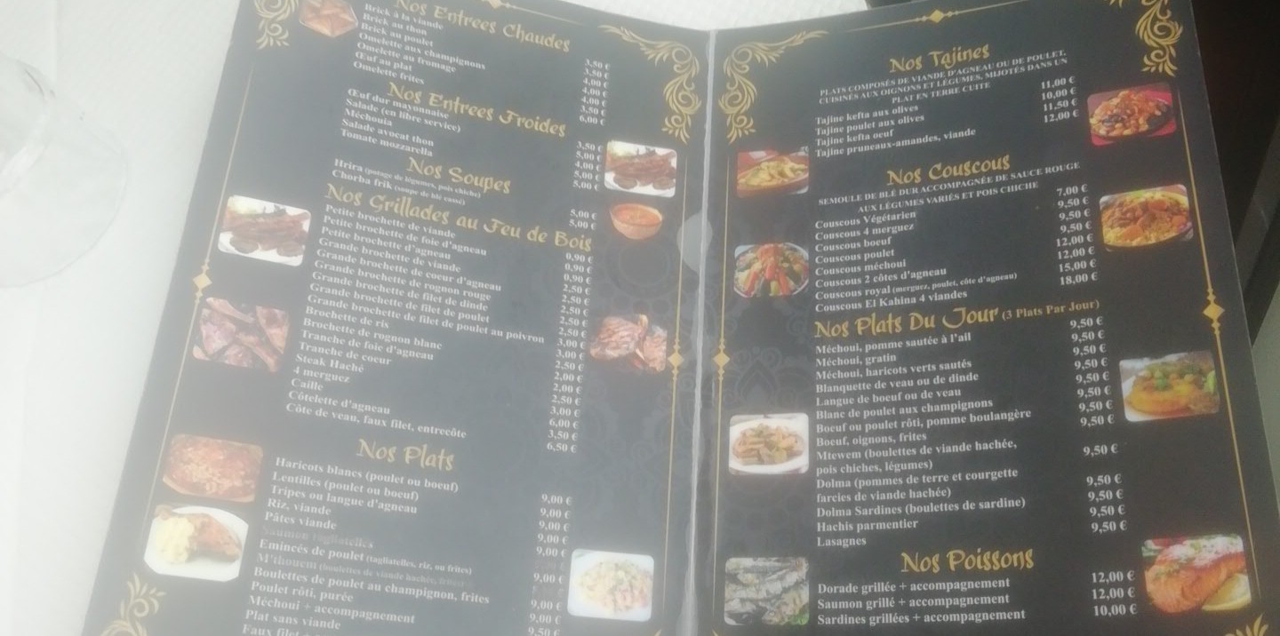 El Kahina menu 2