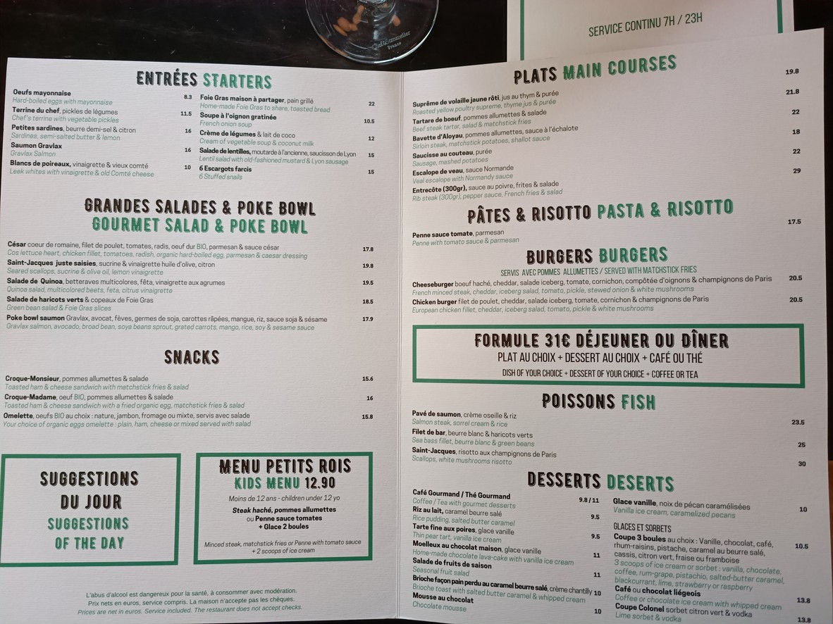 Le Saint Augustin menu 1