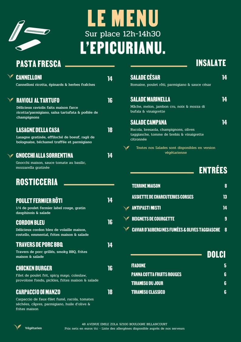 L'Epicurianu Trattoria menu 1