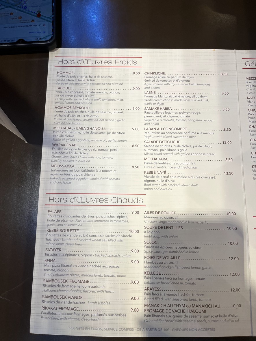 La Cime menu 2
