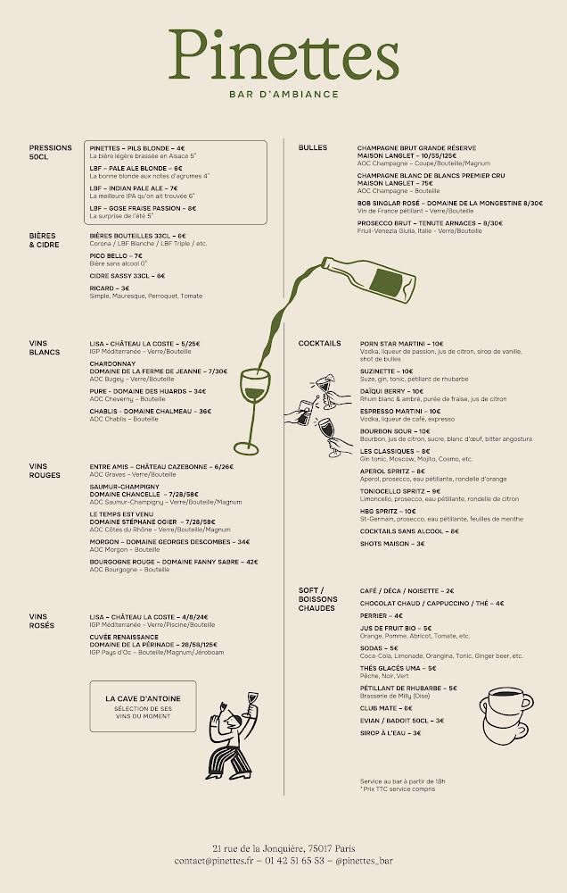 Pinettes - Bar d'ambiance menu 2