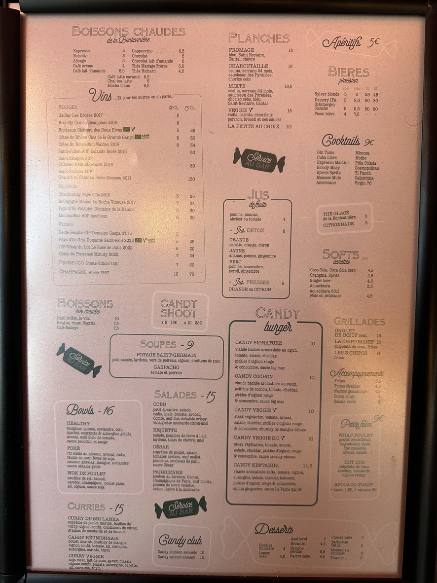 La Bonbonnière - Vaugirard menu 1