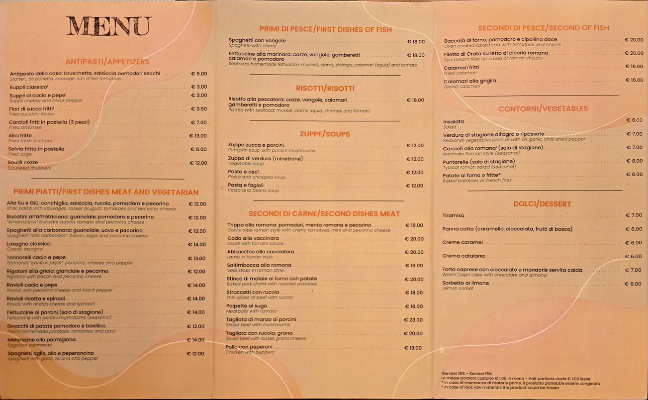 Su e Giù menu 1