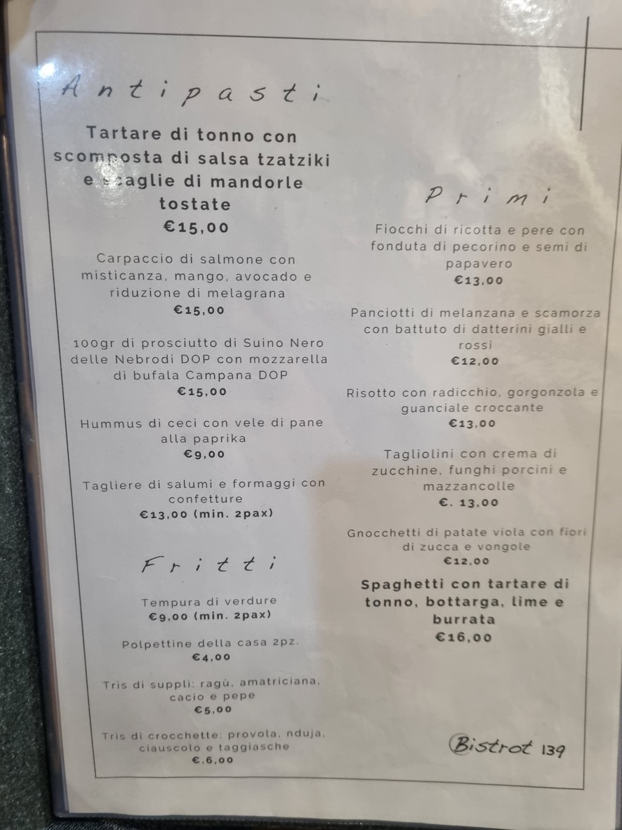 Ristorante Bistrot 139 menu 4