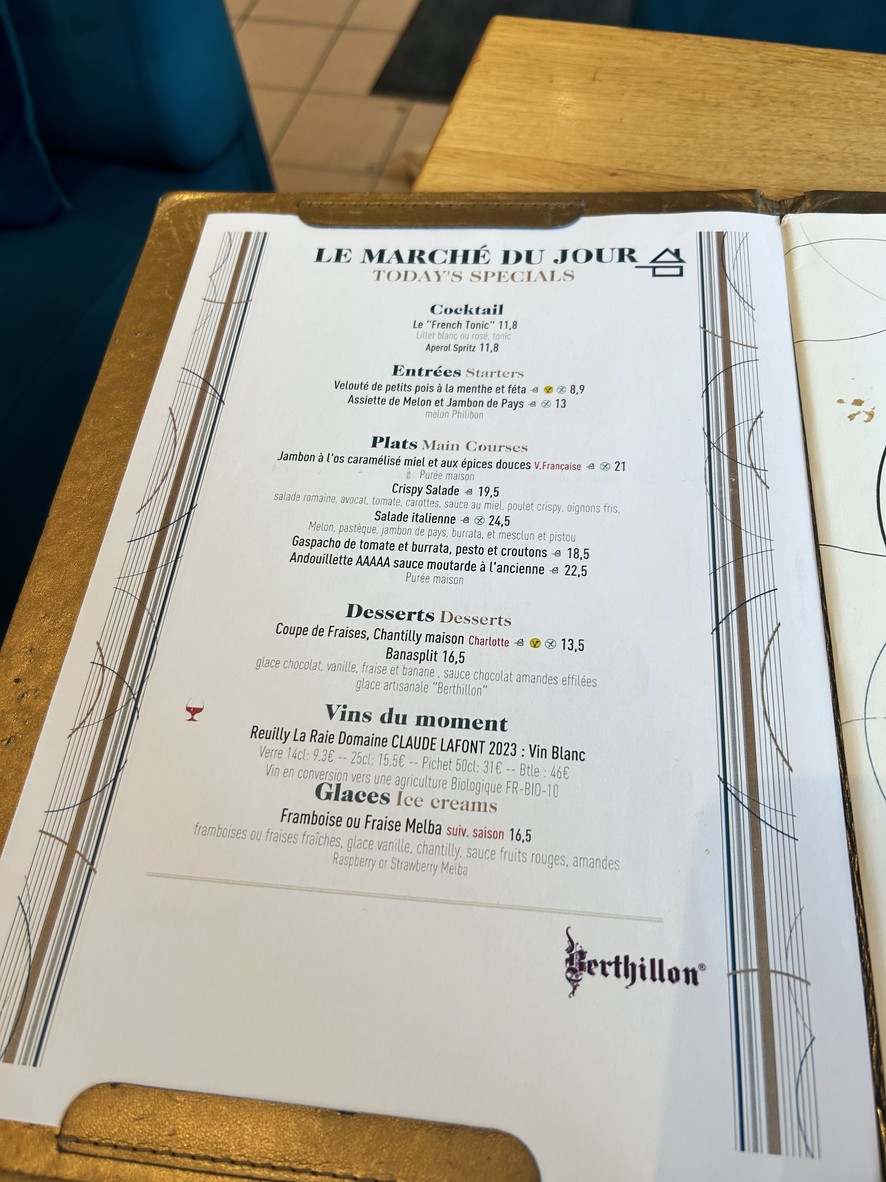 Le Solférino menu 1