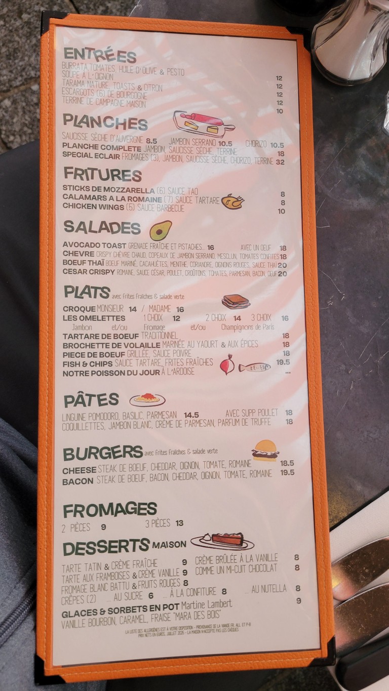 L'Éclair menu 1