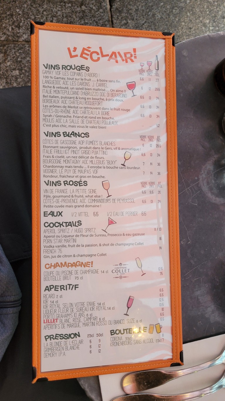 L'Éclair menu 3