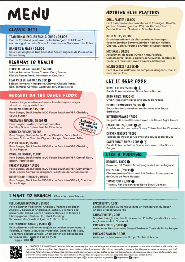 The Bombardier menu 1