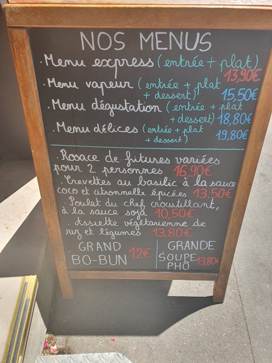 Le Chinois de Bercy menu 2