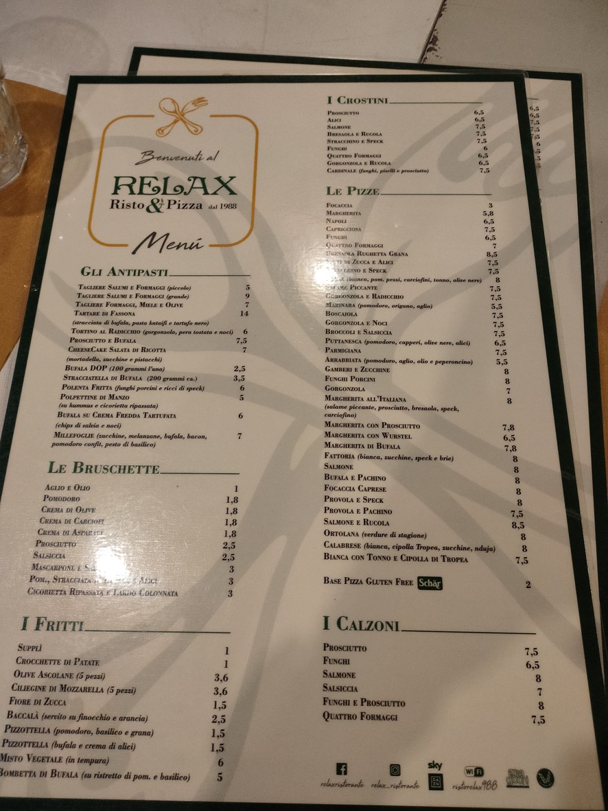 Relax Ristorante Pizzeria menu 2