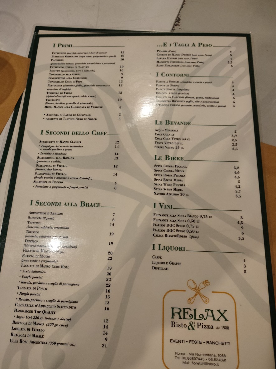 Relax Ristorante Pizzeria menu 3